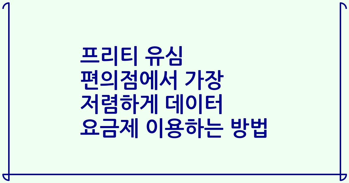 프리티 유심 편의점에서 가장 저렴하게 데이터 요금제 이용하는 방법