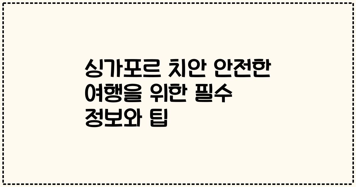싱가포르 치안 안전한 여행을 위한 필수 정보와 팁