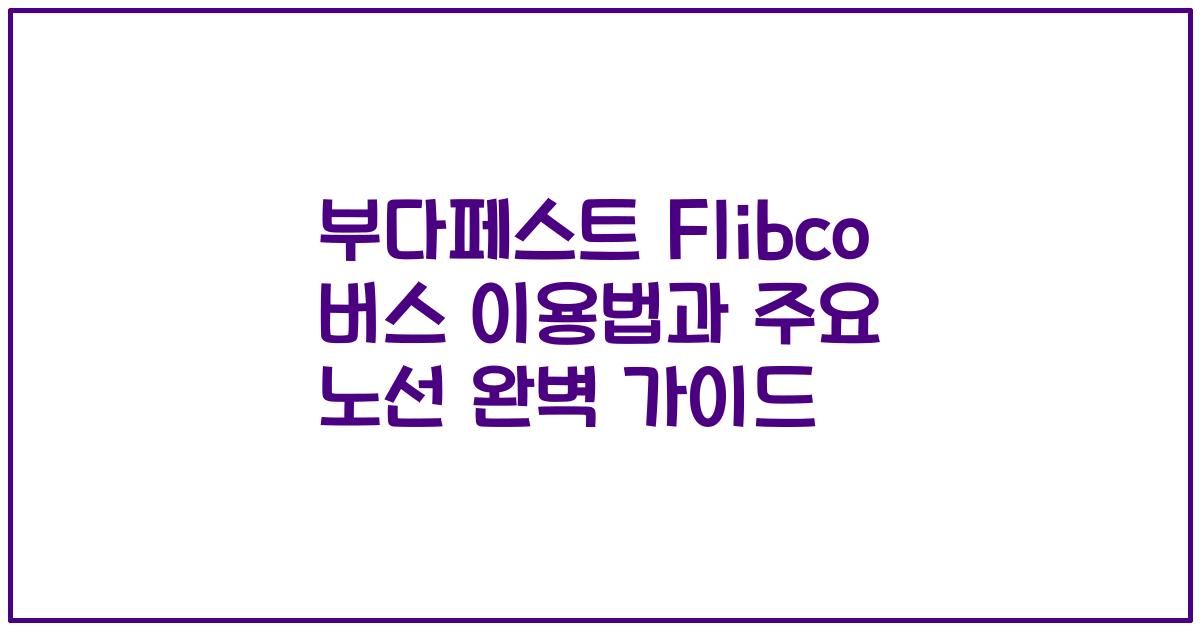 부다페스트 Flibco 버스 이용법과 주요 노선 완벽 가이드