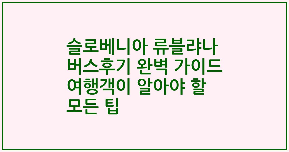 슬로베니아 류블랴나 버스후기 완벽 가이드 여행객이 알아야 할 모든 팁