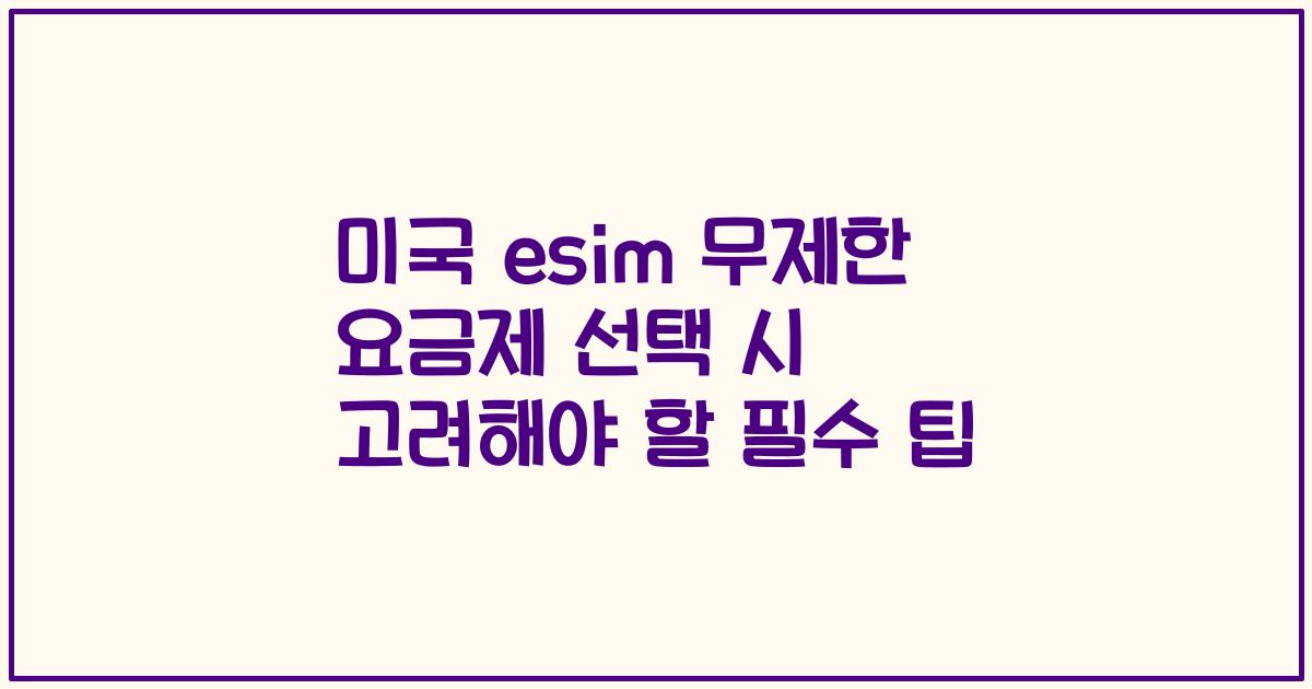 미국 esim 무제한 요금제 선택 시 고려해야 할 필수 팁