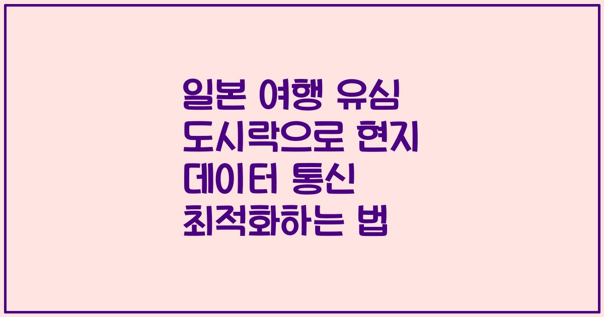 일본 여행 유심 도시락으로 현지 데이터 통신 최적화하는 법